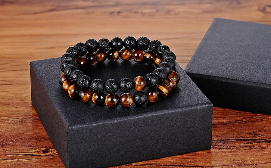 Unisex Yoga Bead Bracelets Natural Stone Glass Bead Geometric Jewelry For Couples Pack Of Two Gift Set For You
