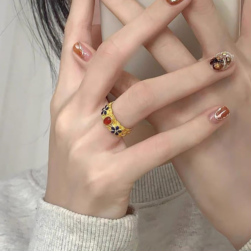 Copper Adjustable Ring Geometric Open Woven Design Yellow Gold Fashion Jewelry Gift Durable Everyday Statement