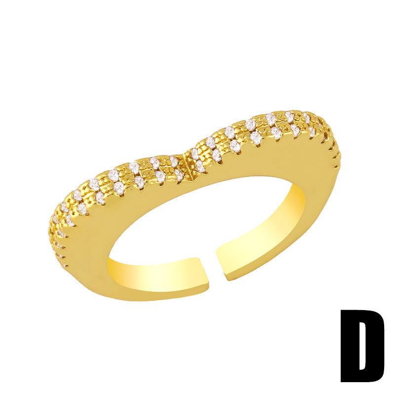 Geometric Irregular Ring For Women Copper Zircon Jewelry Fashion Style Elegant Modern Accessory Trendy Daily Wear