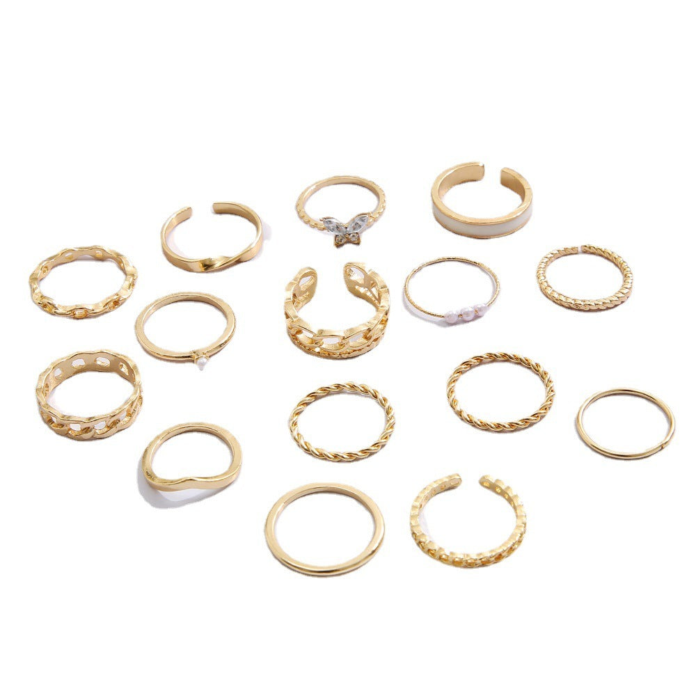 Butterfly Rings Set Hollow Joint Design Fashion Jewelry With Artificial Gemstone Mosaic For Women And Girls Collection