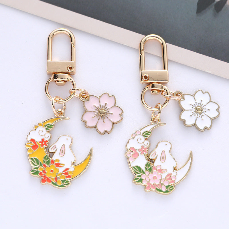 Keychain Cute Animal Pendant Zinc Alloy Keyring For Keys Adorable Bag Charm Decoration And Gift Yellow Rabbits