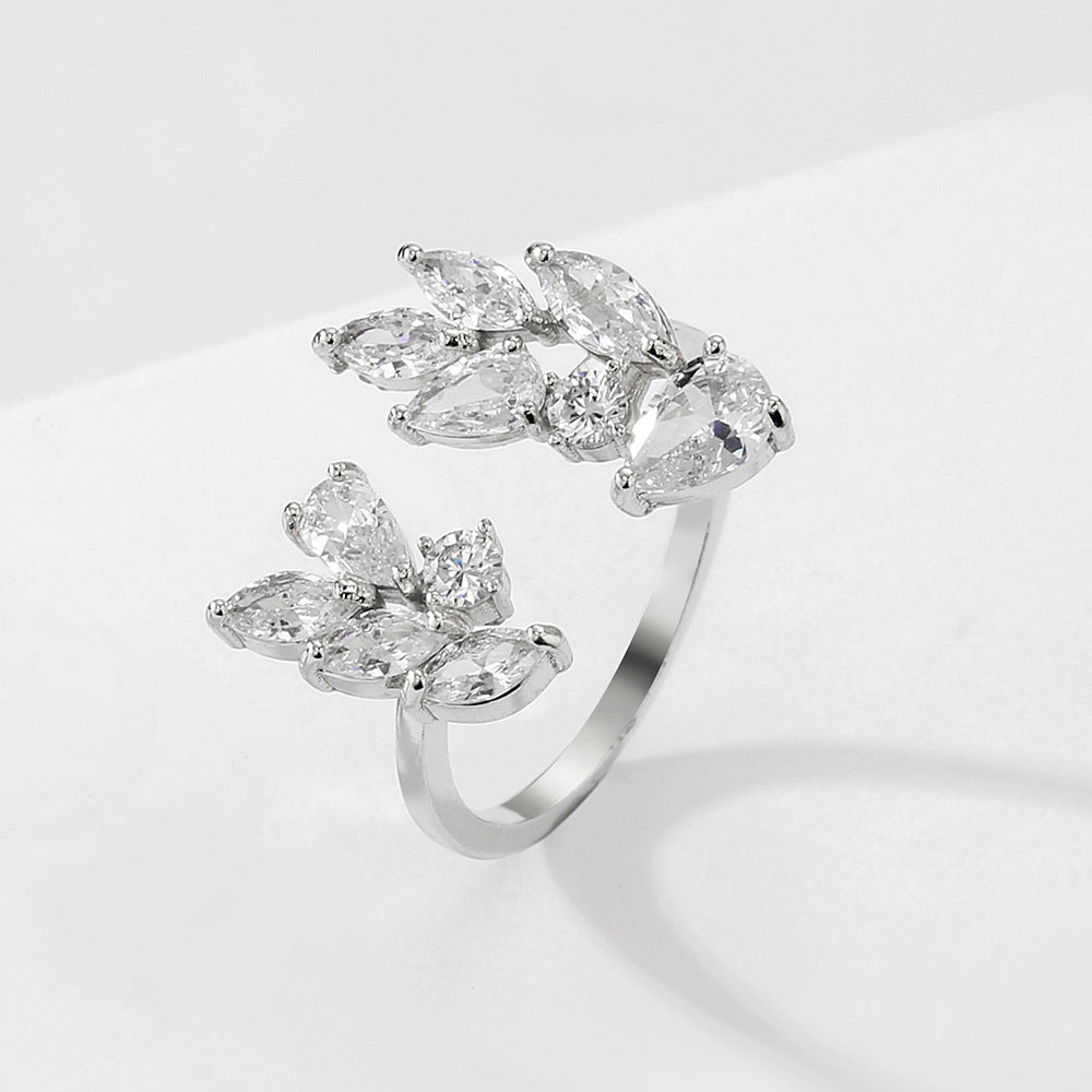 Womens Zircon Copper Geometric Ring Inlaid Fashion Jewelry Elegant Durable Statement Ring Versatile DesignsXXX