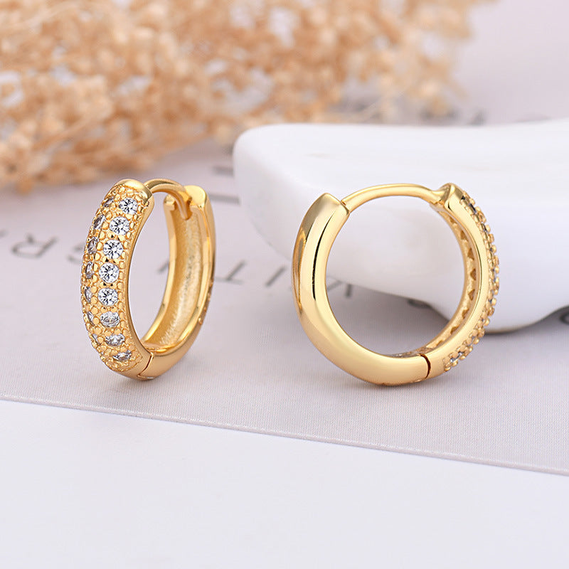 Diamond Zircon Circle Earrings Silver 925 Needle Posts Unisex European Style Elegant Jewelry Fine Craftsmanship Sparkle