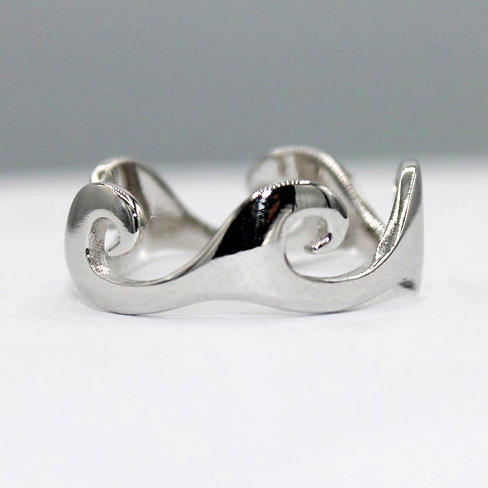 Unisex Geometric Ring With Irregular Wave Pattern Glossy Copper Band For Festivals And Everyday Wear Sleek Metal Finish