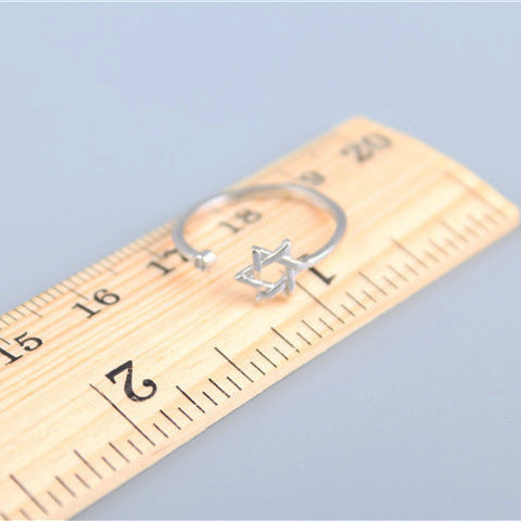 Womens Geometric Ring Electroplated Fashion Jewelry Six Pointed Star Adjustable Open Ring For Women Chic Style