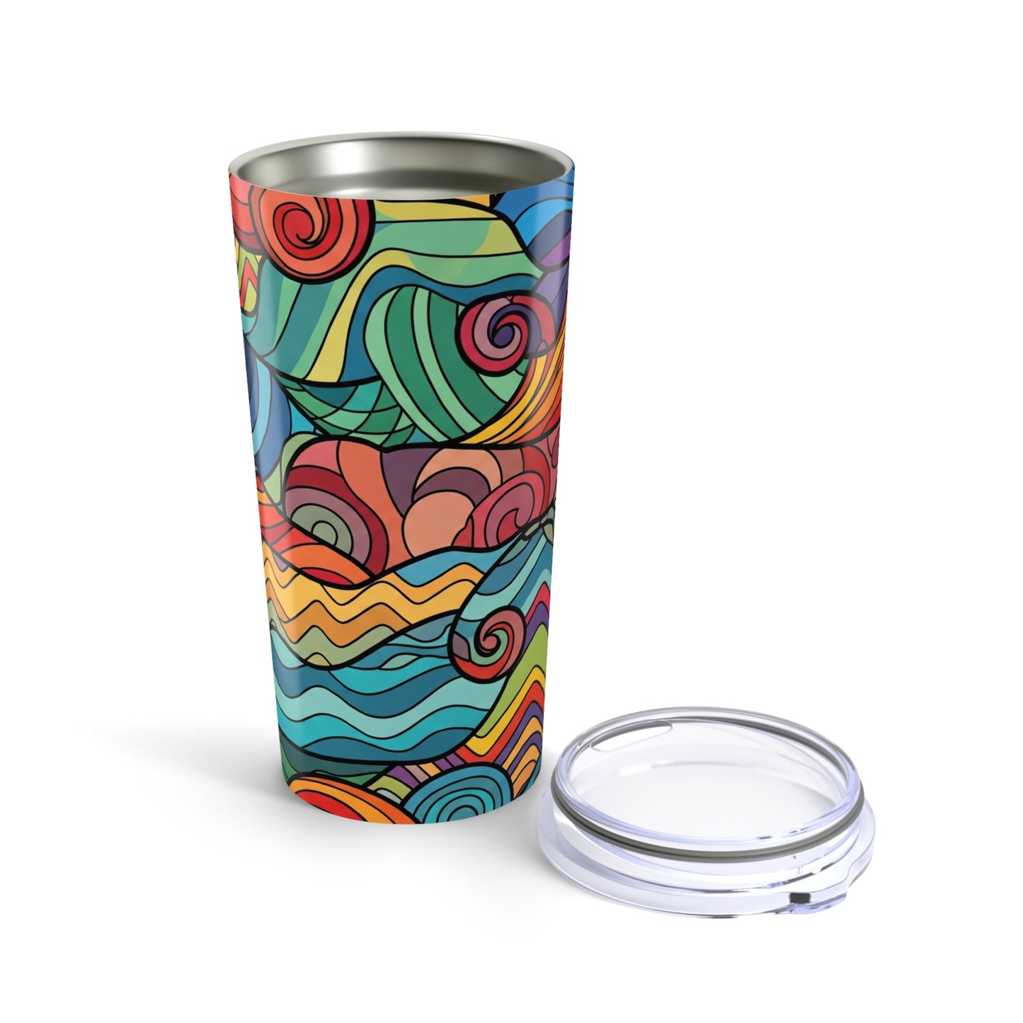 20oz Stainless Steel Tumbler With Printed Design Double Wall Vacuum Insulated Travel Mug Spill Resistant Coffee Cup