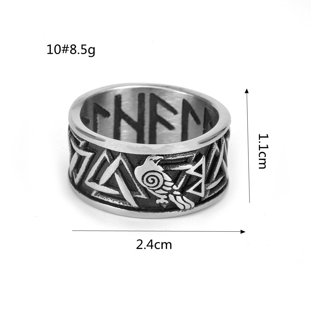 Mens Retro Crow Design Geometric Stainless Steel Ring Personalized Durable Fashion Accessory Collector Quality
