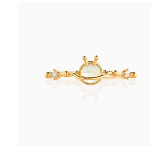 Gold Color UFO Astronaut Ring Brass Geometric Design For Women Men Festival Party Gift Accessory Jewelry For Collectors
