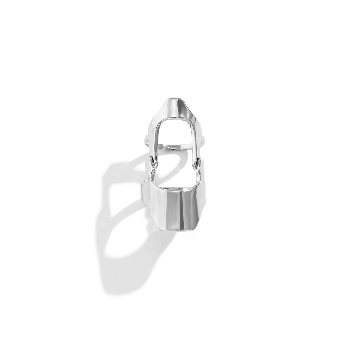 Womens Geometric Ring Hollow Alloy Electroplated Ellipse Trendy Ornament Hip Hop Ring For Daily And Party Wear