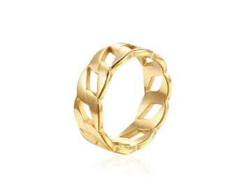Geometric Titanium Steel Ring With 18K Gold Plating Fashion Bands In Silver And Gold Finish For Everyday Wears