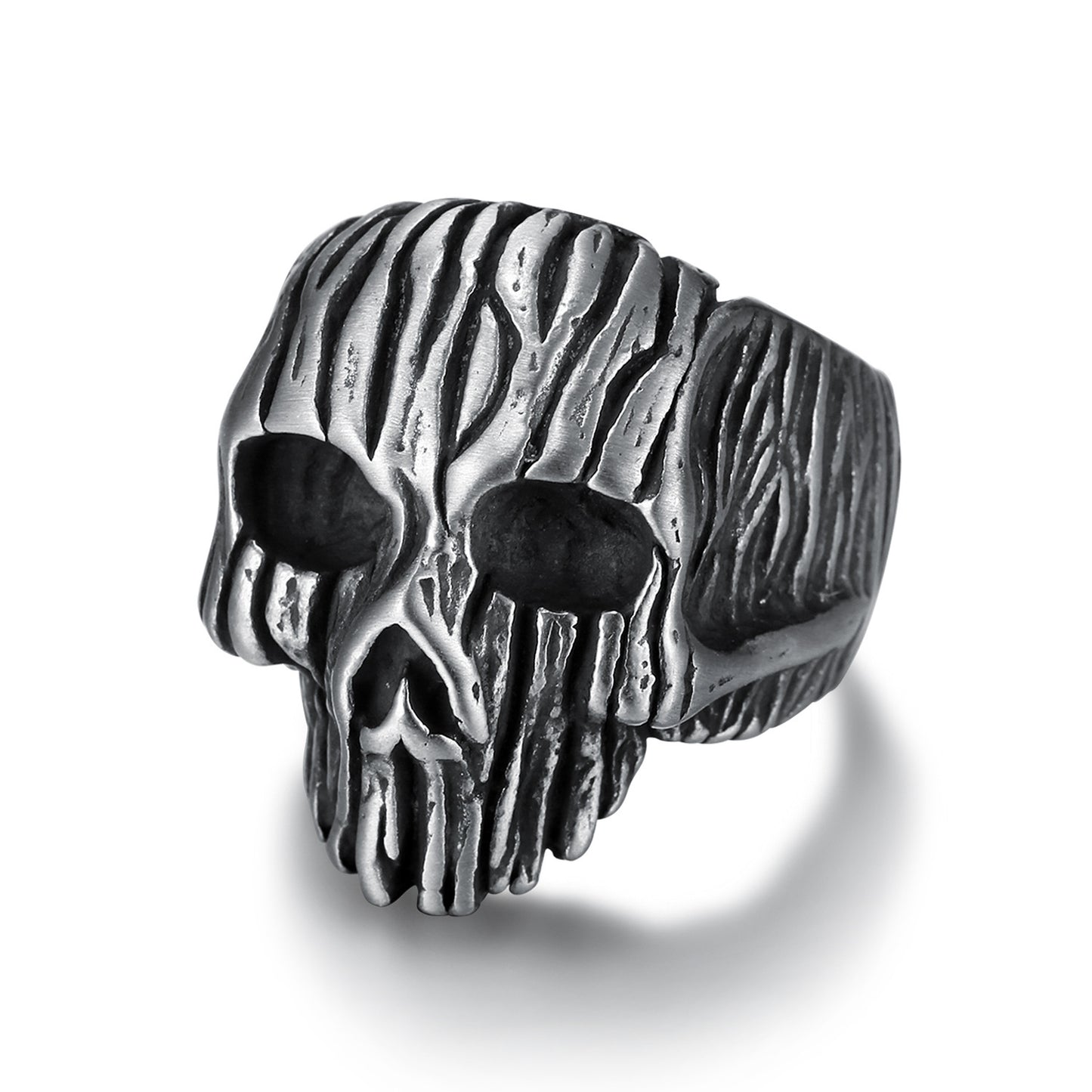 Unisex Titanium Steel Skull Ring Punk Style Jewelry For Men And Women Boiled Black Polished Finish Accent Bold