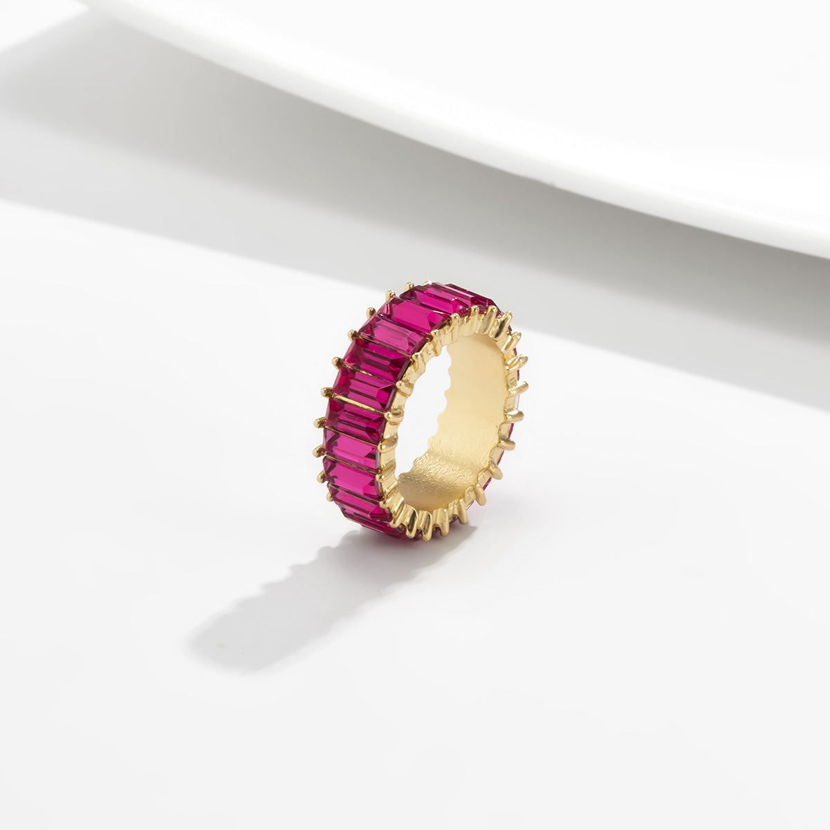 Womens Geometric Alloy Ring Sparkling Square Zircon Inlay Electroplated Finish Fashion Jewelry Ring ForYou Her