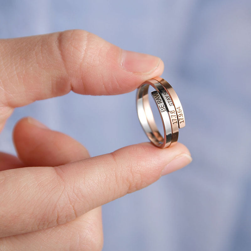 Stainless Steel Adjustable Ring For Women Glossy Plain Band Gold Or Rose Gold Finish Elegant Everyday Accessory