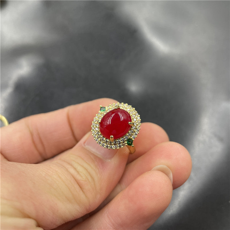 Geometric Inlaid Blue Chalcedony Agate Ring Handmade Polished Fashion Jewelry For Women Elegant Durable Timeless Gift