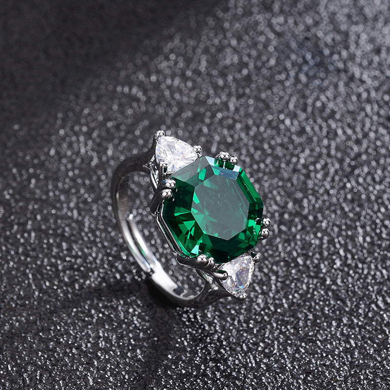 Womens Vintage Green Diamond Ring Copper Alloy Gemstone Statement Jewelry For Special Occasion For Every Style