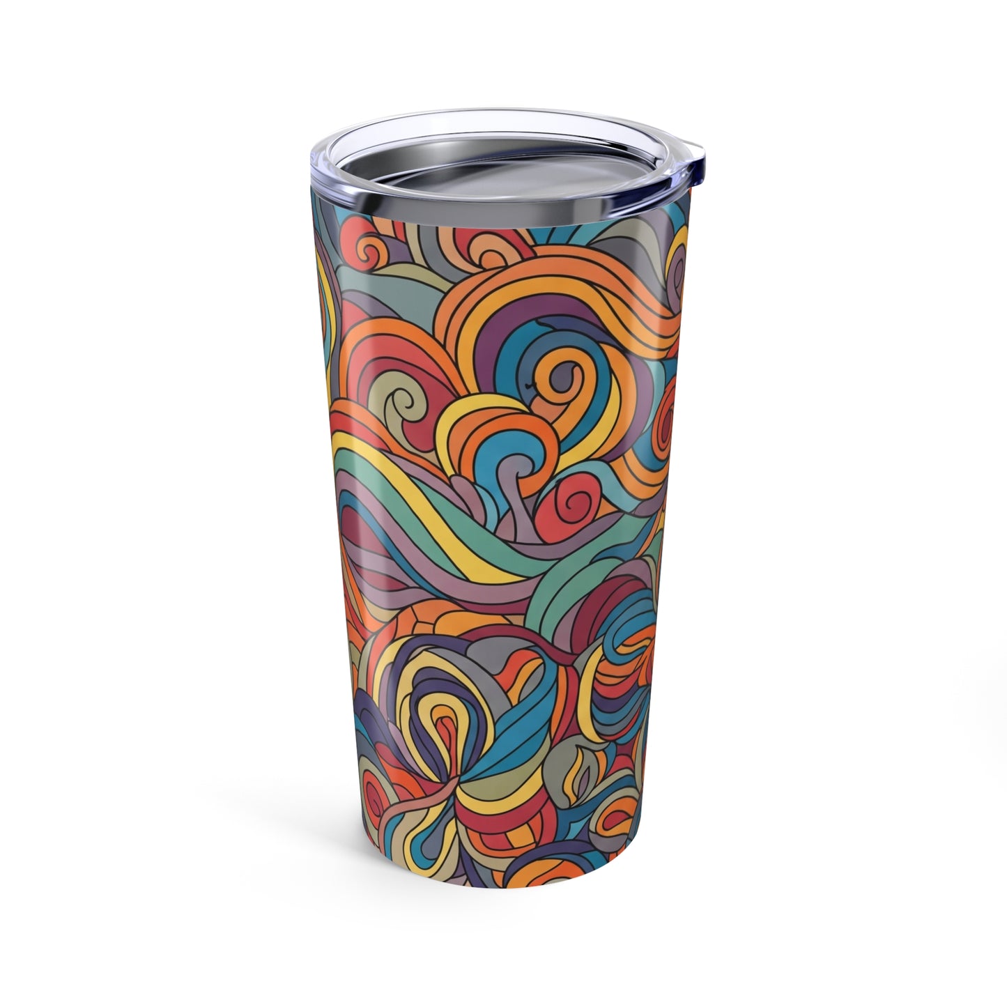 20 Oz Steel Travel Mug With Printed Design Vacuum Insulated Double Wall Spill Resistant Thermal Cup For Hot