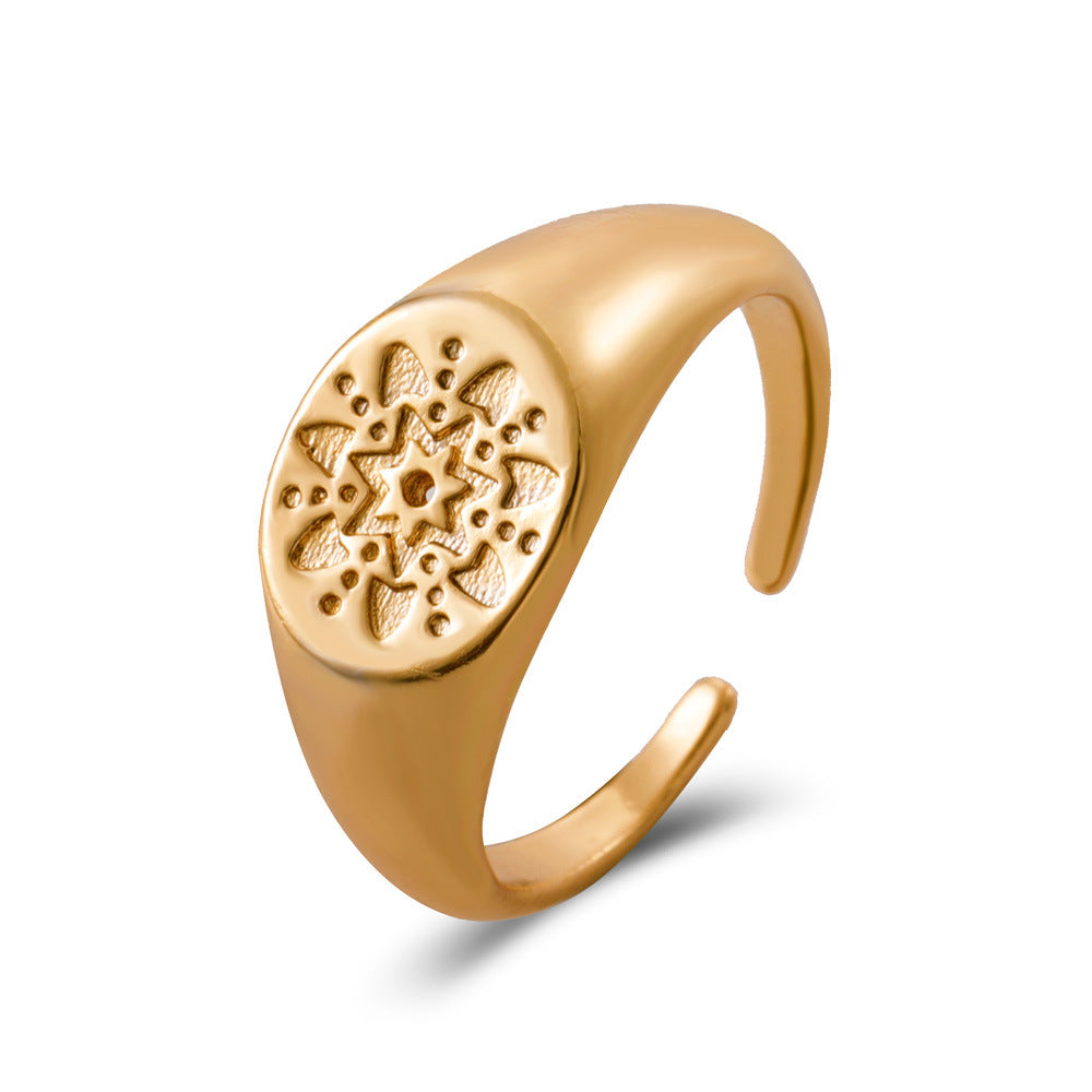 Womens Alloy Rings Retro Geometric Pearl Portrait Ring Love Rings Fashion Jewelry Unto Women Metal Rings Retro