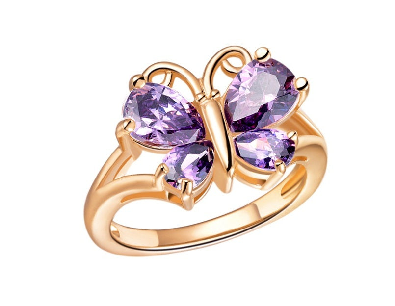 Womens Sterling Silver Butterfly Ring With Colorful Crystal Gems Mosaic Design Fashion Jewelry Butterfly Rings