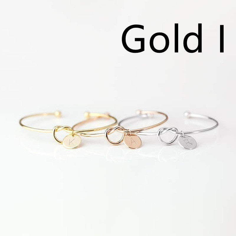 Womens Alloy Letter Bracelet Dead Knot Bangle Jewelry Gold