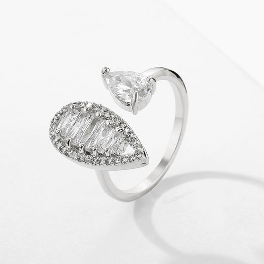 Womens Zircon Copper Geometric Ring Inlaid Fashion Jewelry Elegant Durable Statement Ring Versatile DesignsXXX