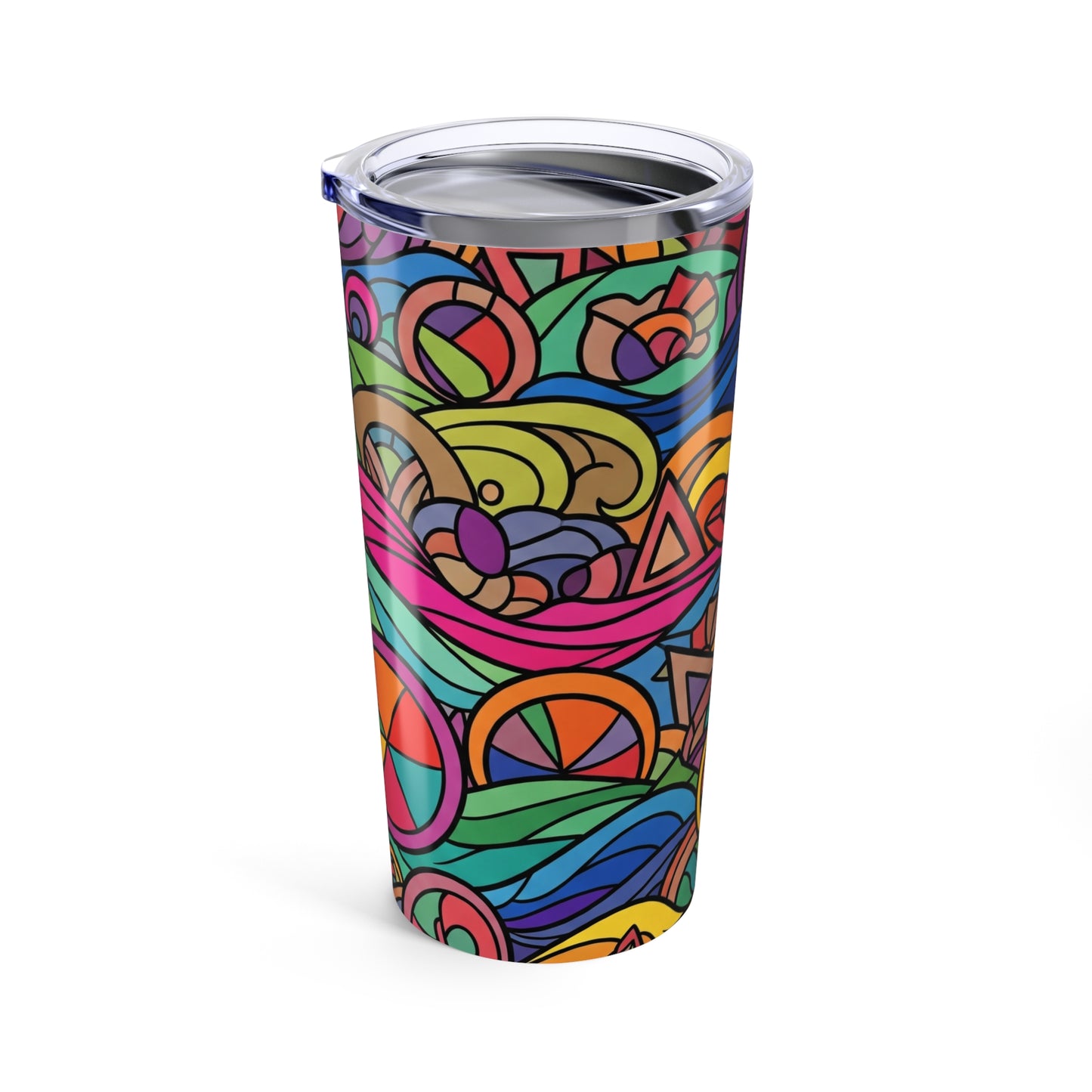 20 Ounce Stainless Steel Tumbler With Printed Design Double Wall Vacuum Insulated Leak Proof Travel Mug BPA Free