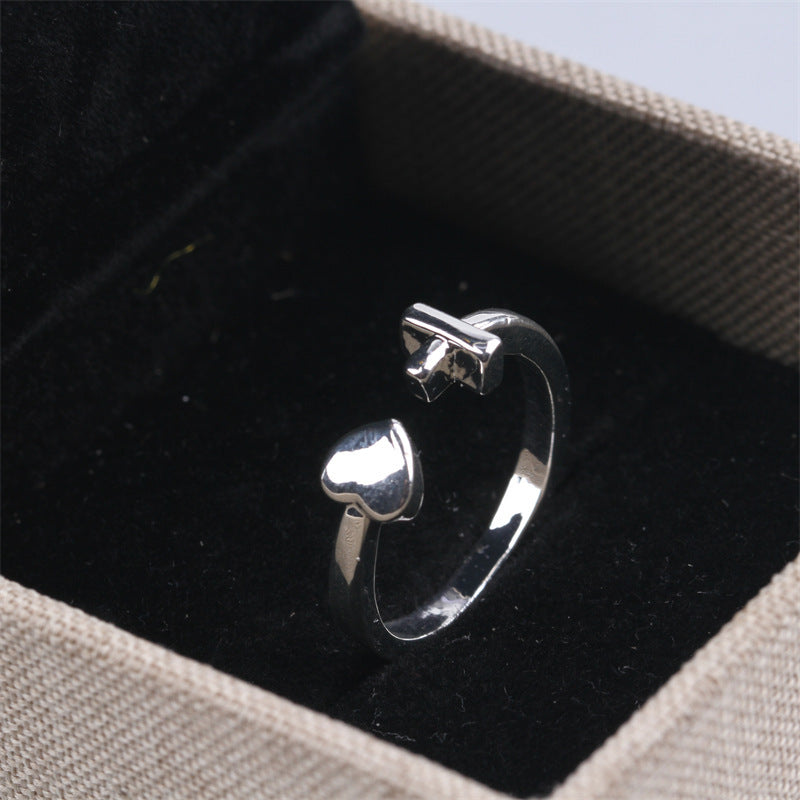 Womens Adjustable Ring 18K Gold Plated Copper Cross Heart Dainty Delicate Everyday Jewelry Lustre Gift For Her