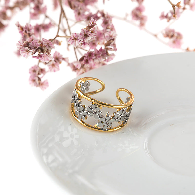 Floral Adjustable Ring Two Tone Chrysanthemum Sunflower Design 18K Rose Gold Plated Alloy Jewelry for Women Idea Today