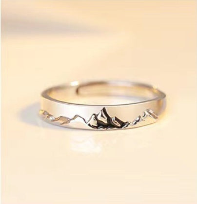 Adjustable Opening Starry Sky Korean Style Couple Rings Platinum Plated Matching Fashion Jewelry Anniversaries