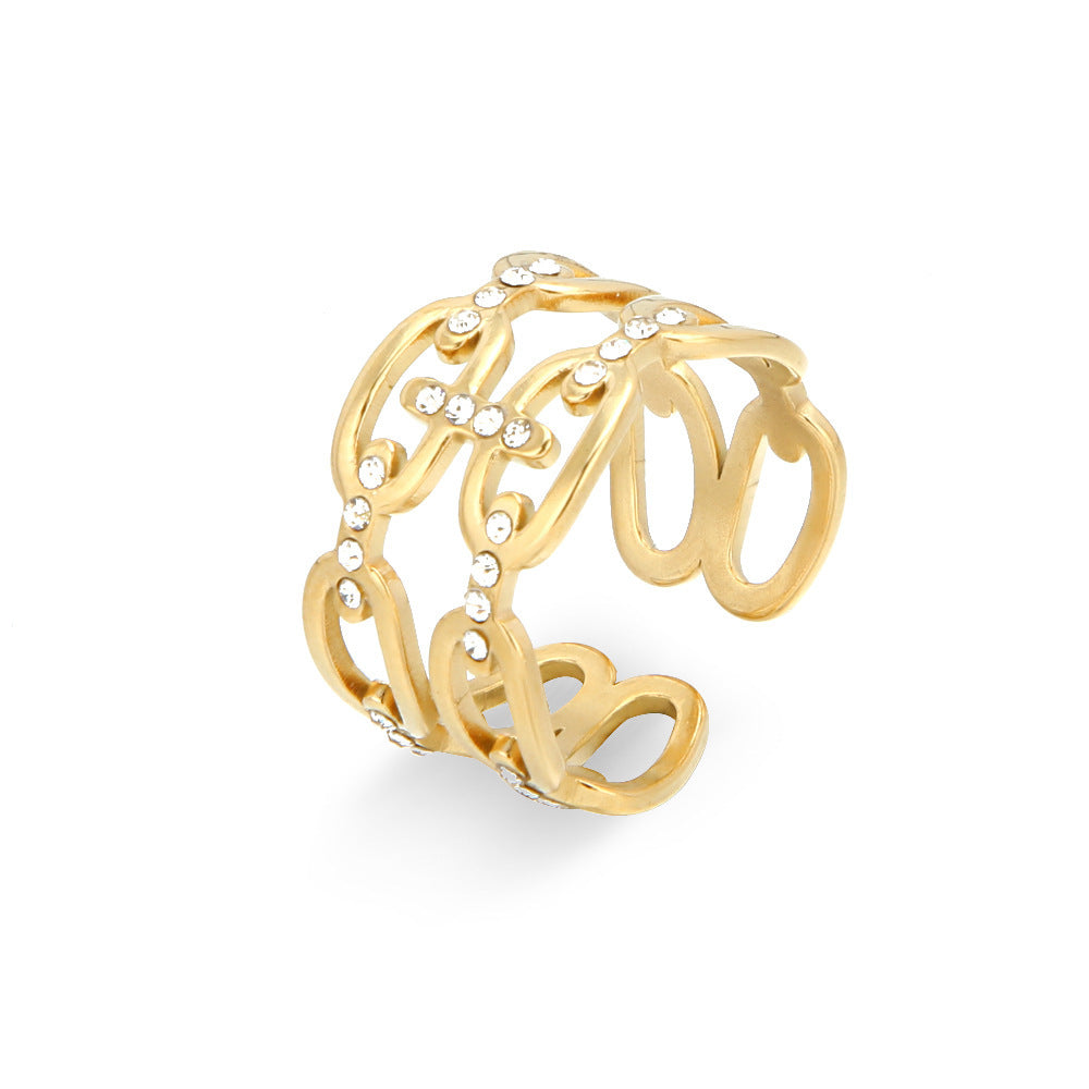 European And American Retro Female Light Luxury Temperament Turquoise Hollow Ring