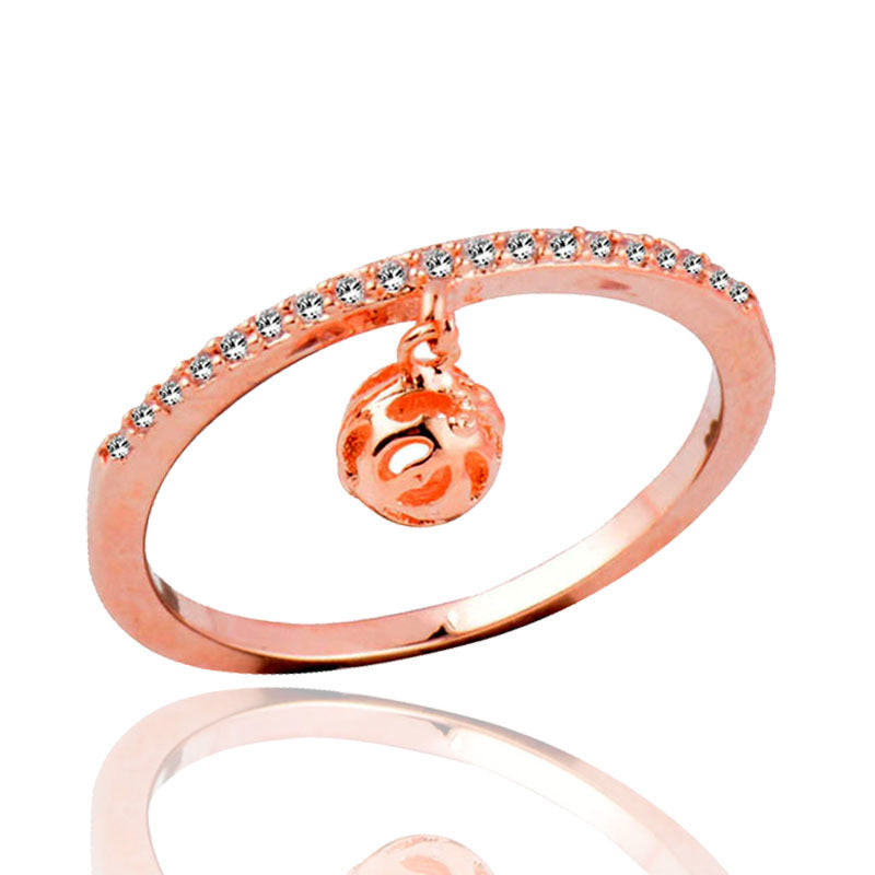 Womens Ring With Zircon Cube Crystal Ball Pendant Electroplated Alloy Fashion Trendy Elegant Design Gift For Her