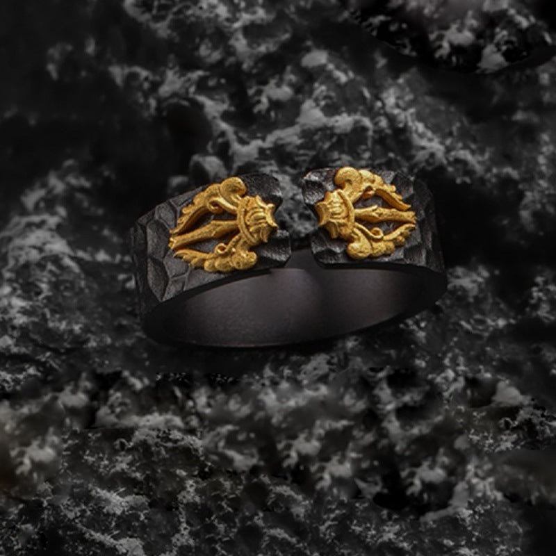 Womens Vintage Ring Adjustable Retro Geometrical Alloy Ring Electroplated Fashion Jewelry Statement Piece Women