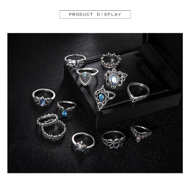 Vintage Crown Starry Gem Jewelry Set 13 Piece Alloy Gemstones Individually Packed Birthday Gift For Her Europe