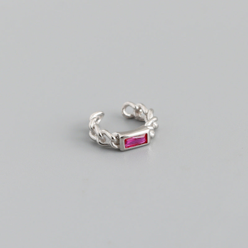 Women Non Pierced Ear Cuff Silver Chain Earring Diamond Accent Adjustable European American Fashion Jewelry Gift Ready