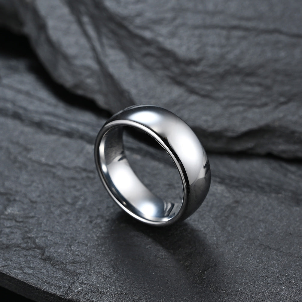 Unisex Tungsten Ring Band Arc Glossy Anti-Scratch Design Steel Color Geometric Ring for Men or Women Wedding Engagement Anniversary Gift