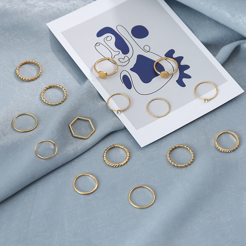 Twist Round Corrugated Index Finger Ring Sets 15 Piece Alloy Rings For Women And Girls Everyday Wear Jewellery UK