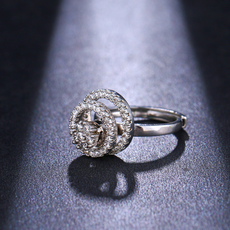 Womens Adjustable Ring With White Zircon Gemstone Elegant Fashion Jewelry For Women Gift Idea Adjustable Opening Copper