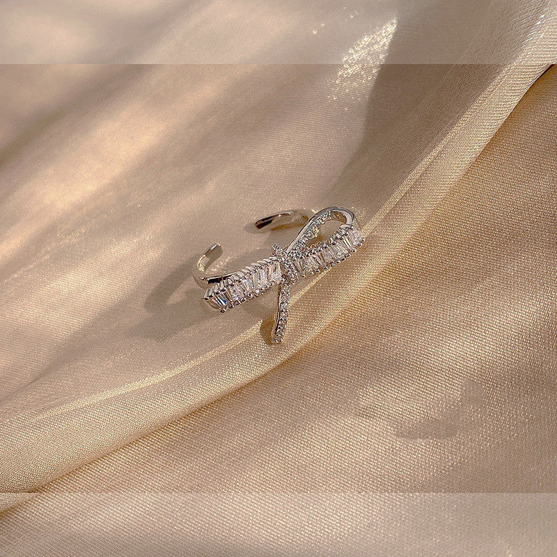 Womens Adjustable Double Layer Copper Ring Geometric Style Korean Fashion Jewelry Silver Copper Ring For Women