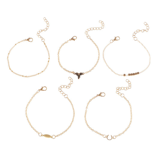 Womens Bracelet Set Five Piece Irregular Electroplated Alloy Fashion Jewelry Bracelets Popular Design Metal Set