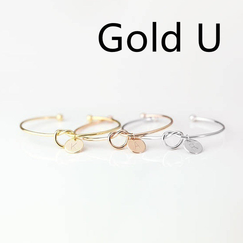 Womens Alloy Letter Bracelet Dead Knot Bangle Jewelry Gold