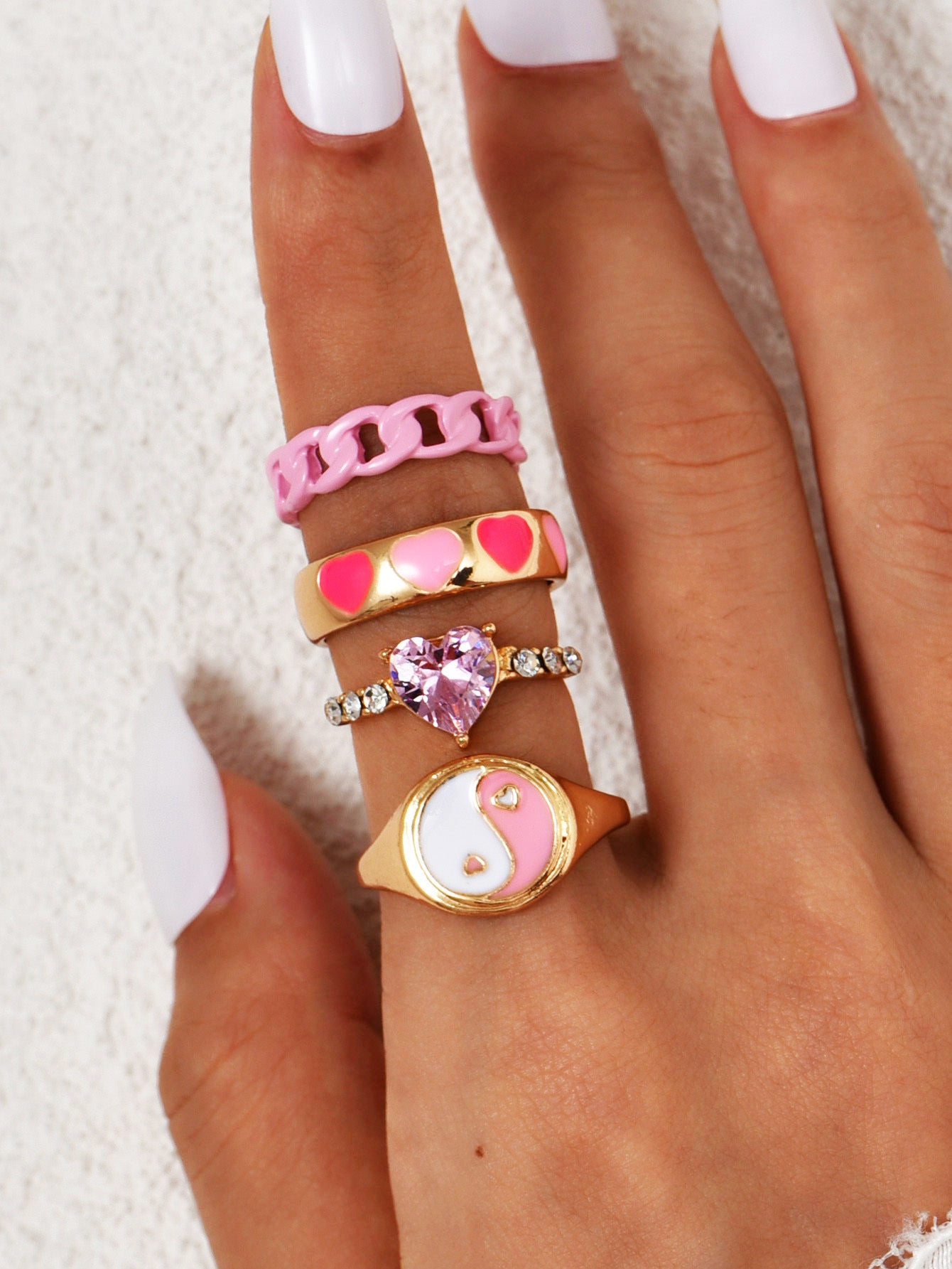 Womens Fashion Ring Set Irregular Zinc Alloy Electroplated Rings Trendy Stylish Rings For Women Wild Ring Ring