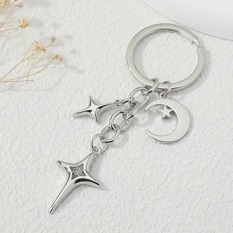 Star Shaped Keychain Hollow Pendant For Couples Bags Metal Accessory Chinese Style Design Ideal Gift For Couples