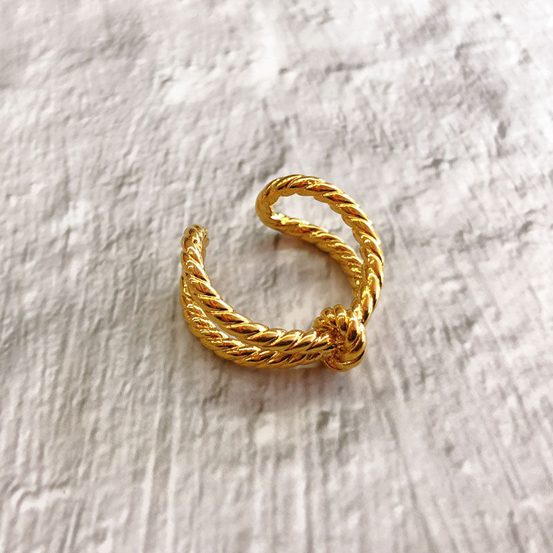 Knot Ring Adjustable Opening Gold Plated Copper Ring For Women Girls Ladies Fashion Jewelry Statement Piece Style