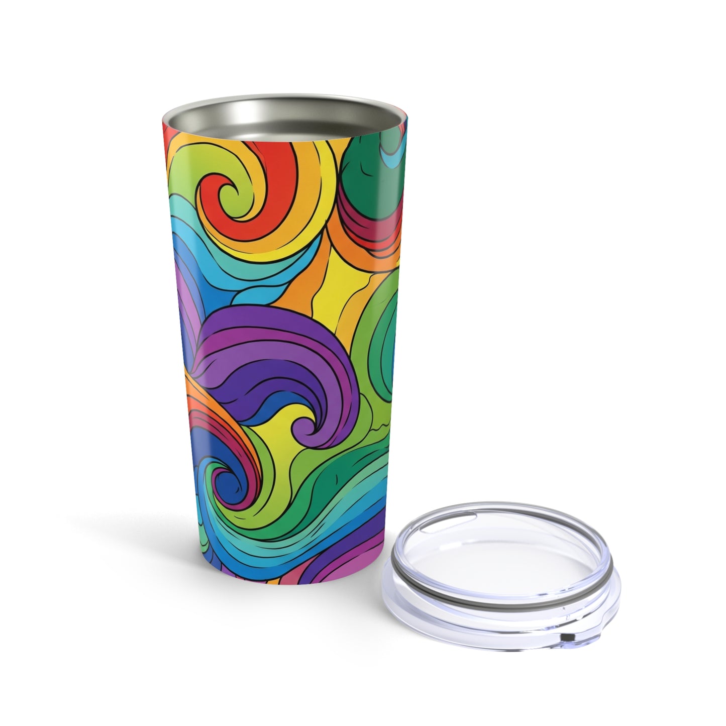 20oz Stainless Steel Tumbler With Printed Design Vacuum Insulated Spill Resistant Durable Hot Cold Drink Container