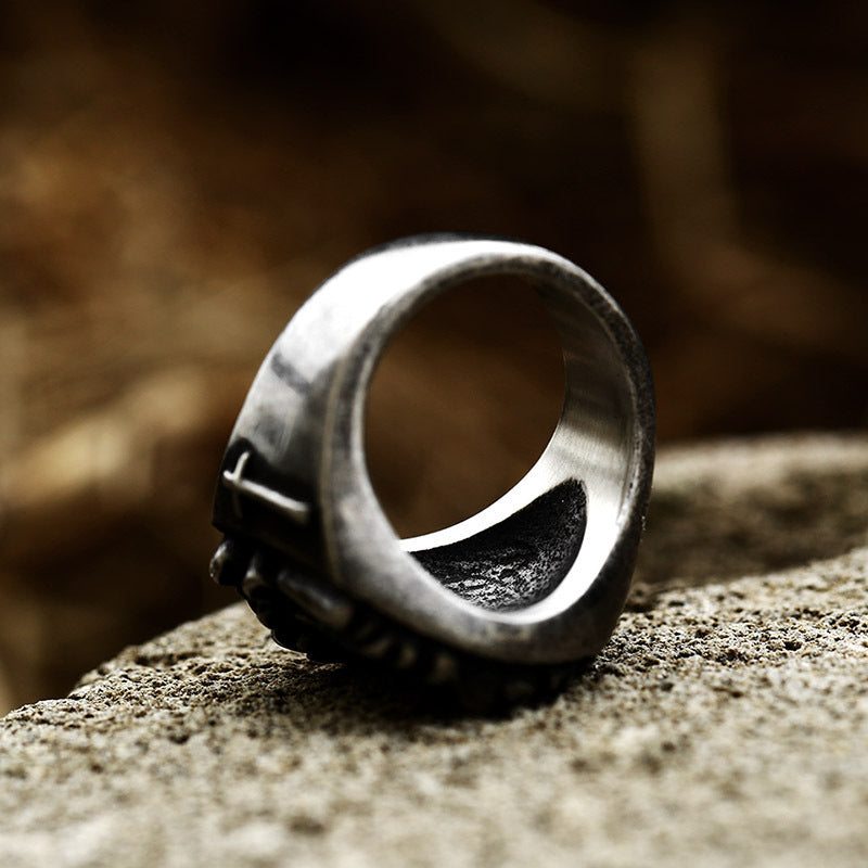 New Reaper Cloak Cross Titanium Steel Ring