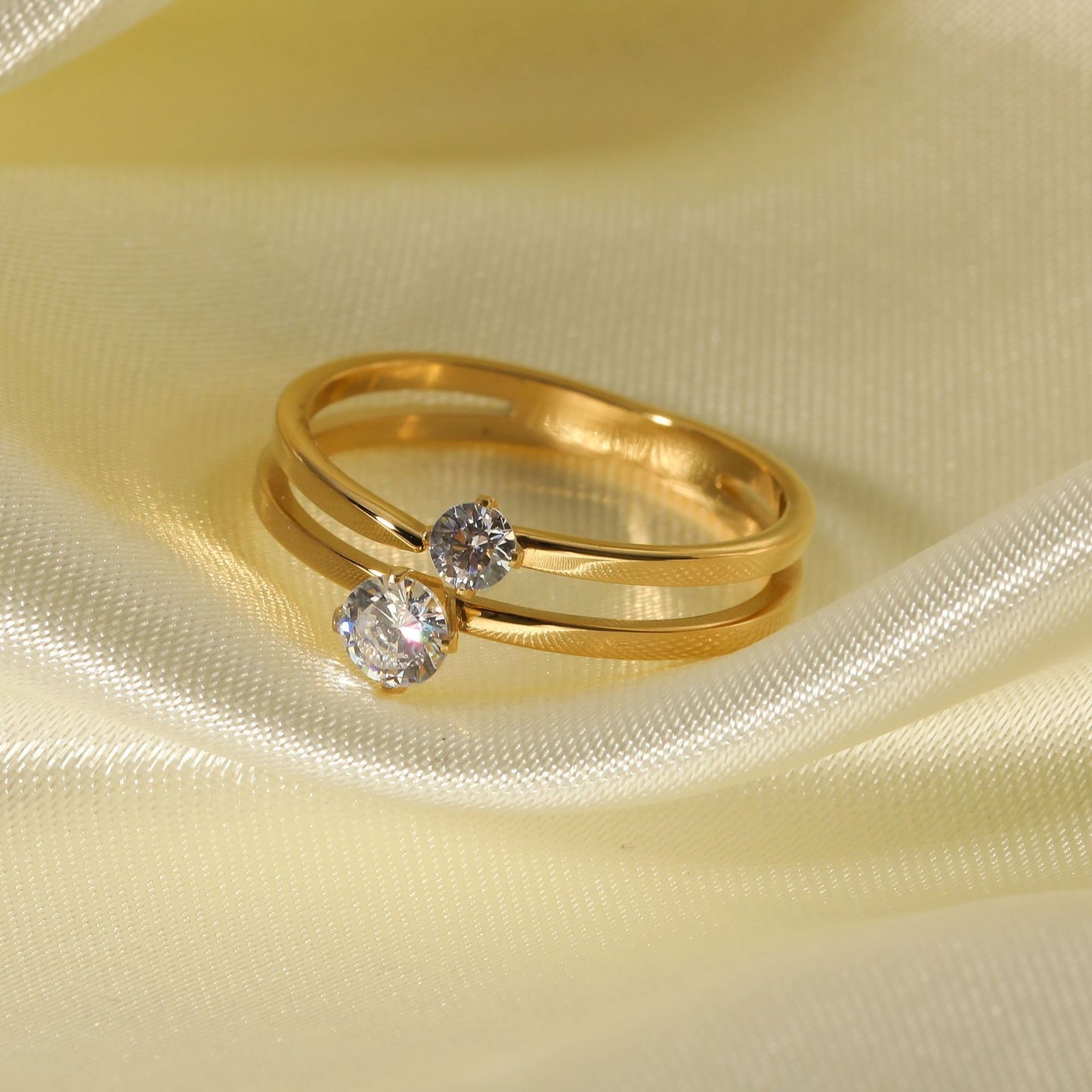 Stainless Steel Ring Gold Electroplated Fashion Jewelry For Women All Match Gifts Size 7 Elegant Everyday Style