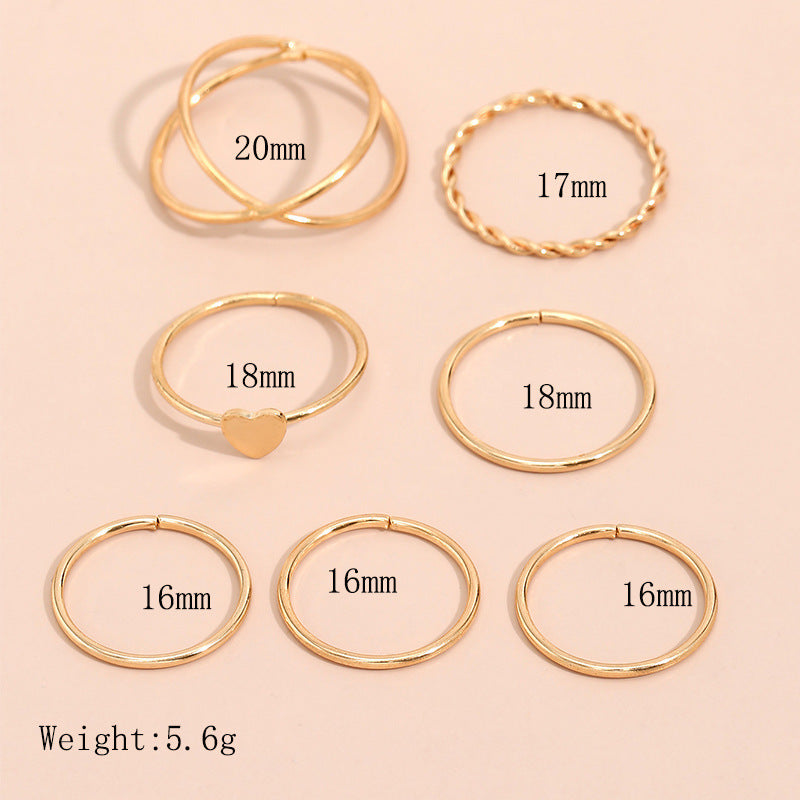 Womens Fashion Rings Set Korean Style Alloy Metal Love Rings for Women Girls Everyday Trendy Jewelry Beautiful Look
