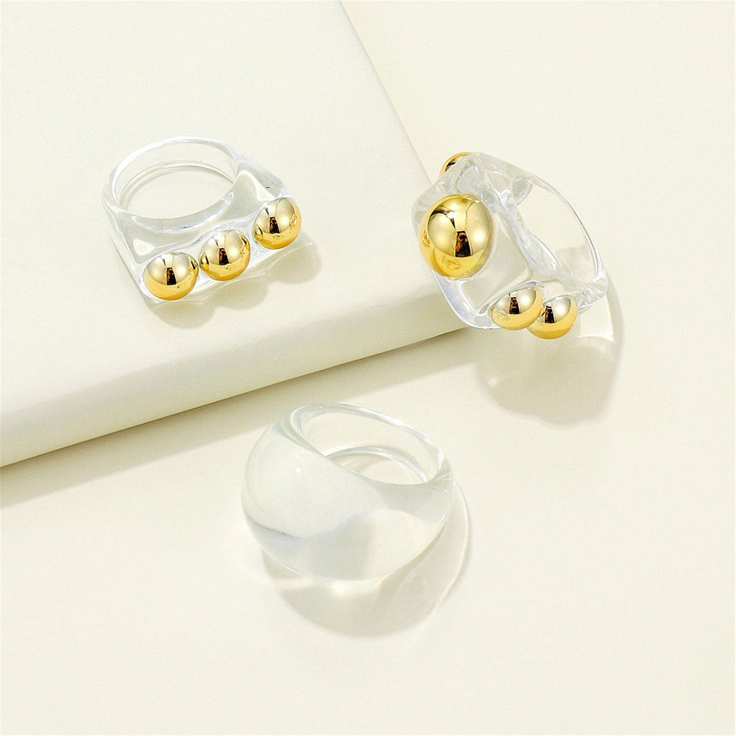 Womens Acrylic Geometric Chunky Rings Set 3 Piece Fashion Statement Jewelry For Daily Wear Gift Sets Daily Use