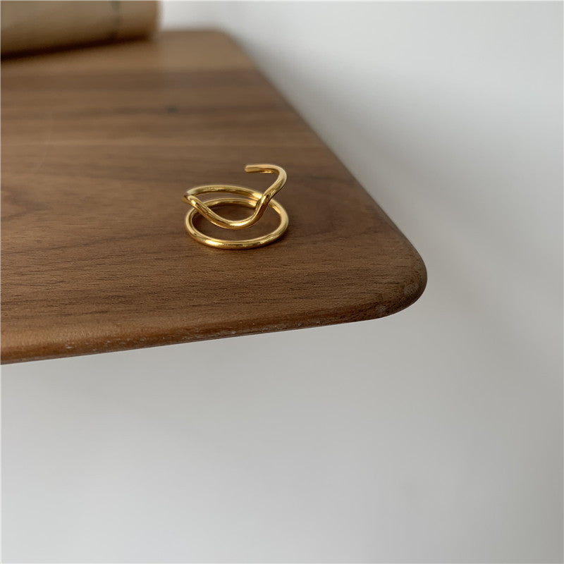 Unisex Geometric Alloy Rings Electroplated Metal Fashion Jewelry Single Ring And Double Ring Fingertip Cool Rings