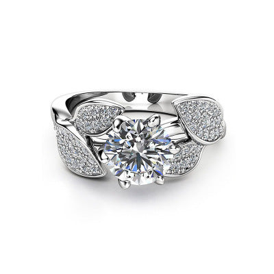 Floral Copper Ring Silver Tone With Gold Inlay Gemstones