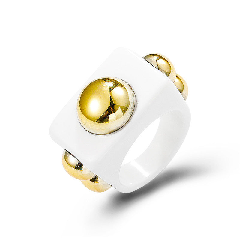 Geometric Resin Ring For Women Acrylic Finger Ring Statement Accessory Exaggerated Design Jewelry Trendy Style